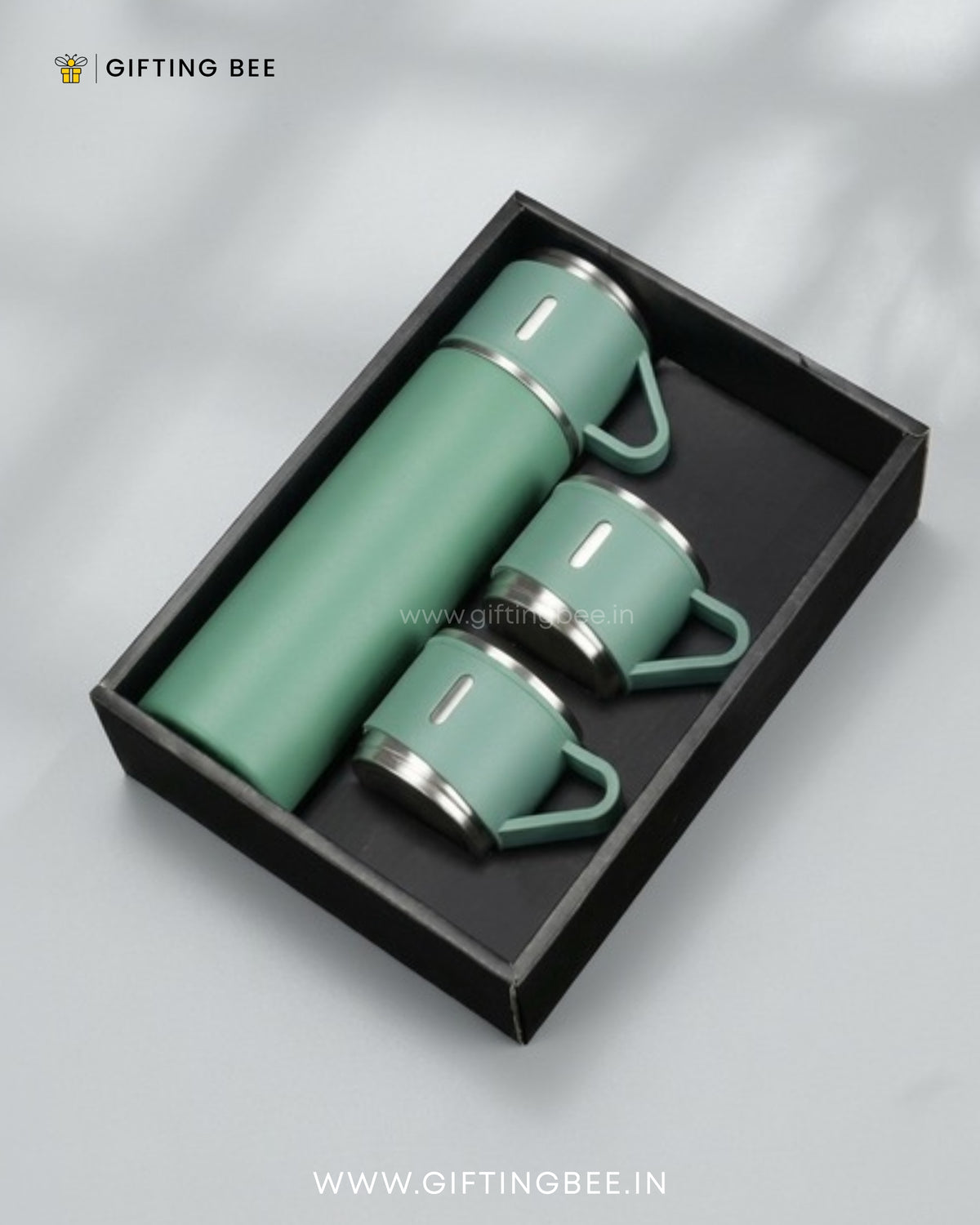 PERSONALISED VACCUME INSULATED FLASK SET -  SAGE GREEN