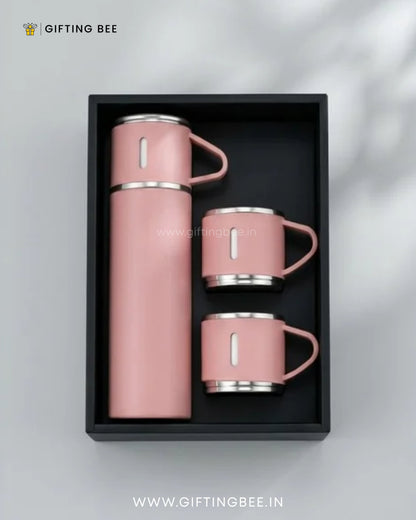 PERSONALISED VACCUME INSULATED FLASK SET - PINK