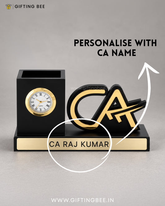 CA PEN STAND WITH CLOCK