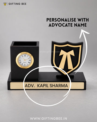 ADVOCATE PEN STAND WITH CLOCK