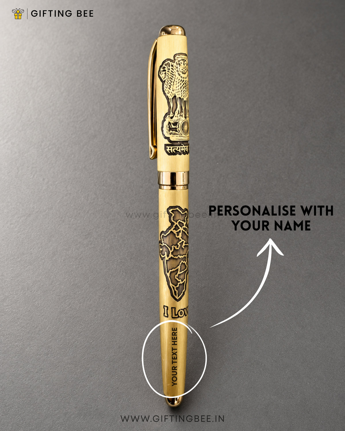 ETCHED  PEN -  I LOVE INDIA