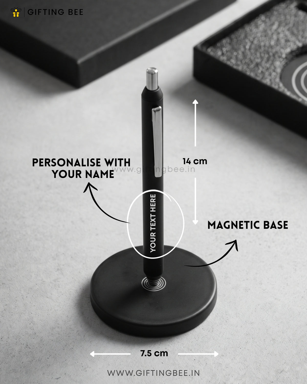 MAGNETIC BASE METAL PEN SET ROUND