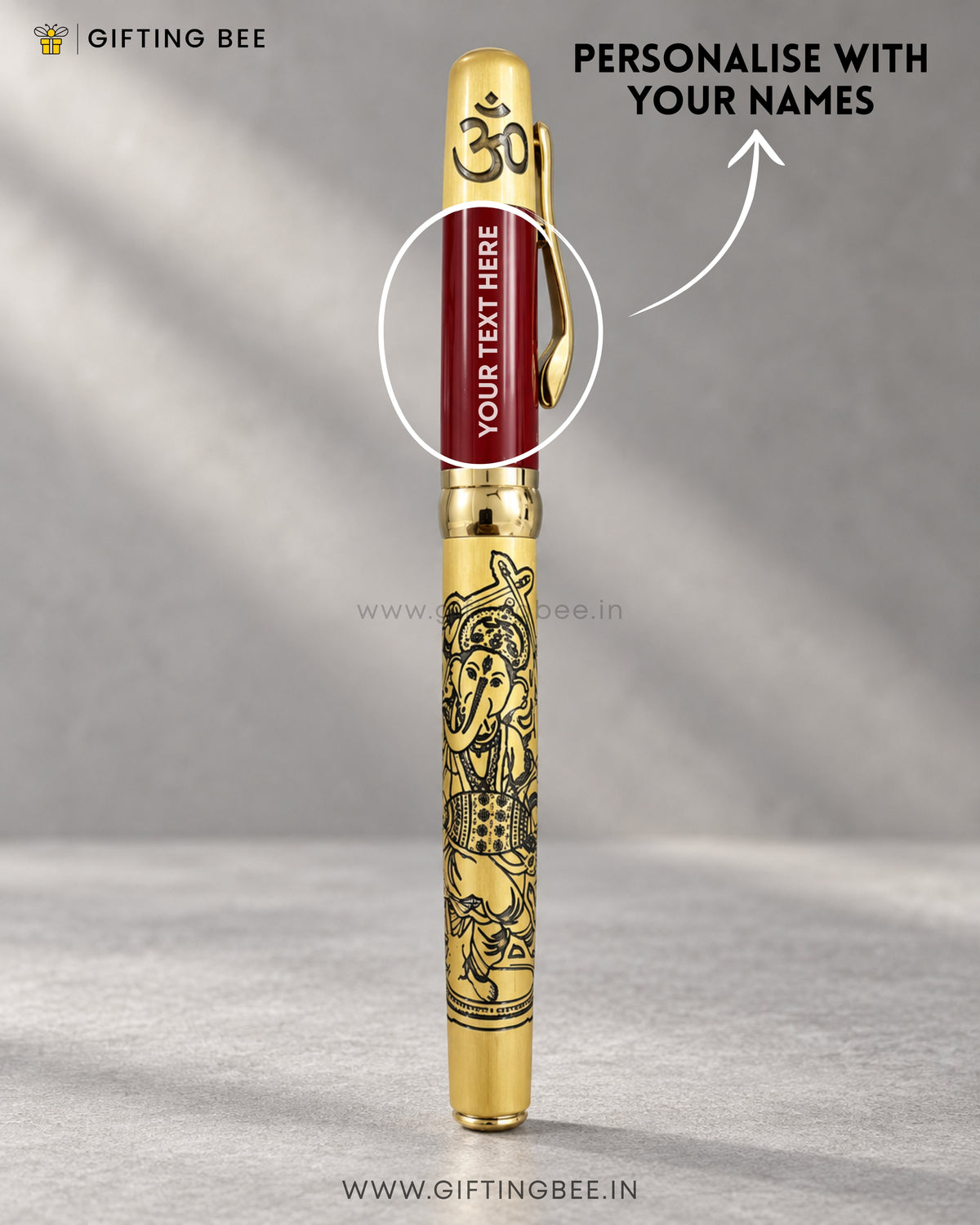 ETCHED RED GOLD GOD PEN - GANESHA