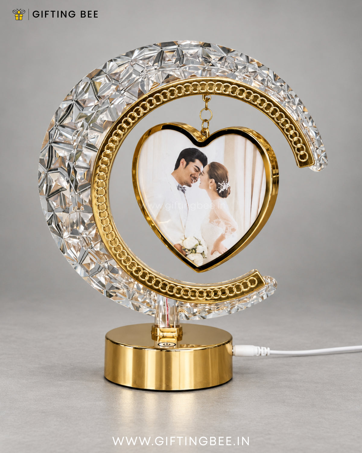 HALF MOON LED HEART CRYSTAL LAMP
