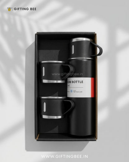 PERSONALISED VACCUME INSULATED FLASK SET  - BLACK