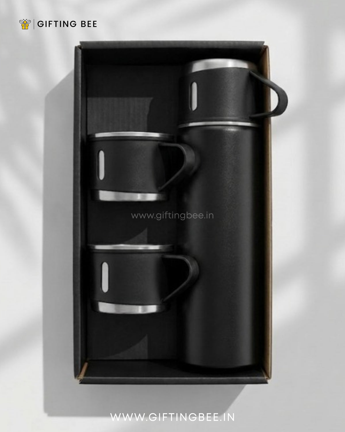 PERSONALISED VACCUME INSULATED FLASK SET  - BLACK