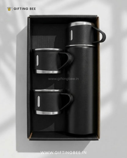 PERSONALISED VACCUME INSULATED FLASK SET  - BLACK