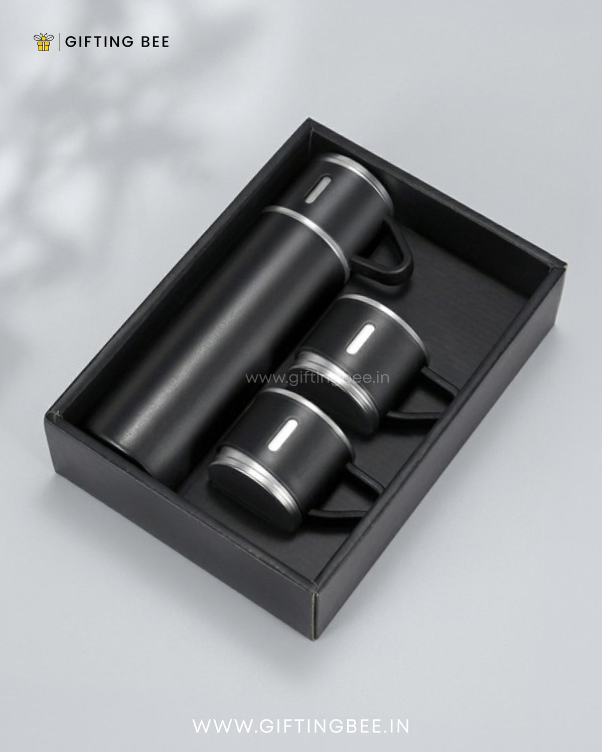 PERSONALISED VACCUME INSULATED FLASK SET  - BLACK