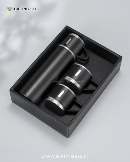 PERSONALISED VACCUME INSULATED FLASK SET  - BLACK