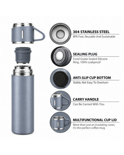 PERSONALISED VACCUME INSULATED FLASK SET - GRAY