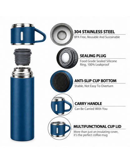 PERSONALISED VACCUME INSULATED FLASK SET - NAVY BLUE