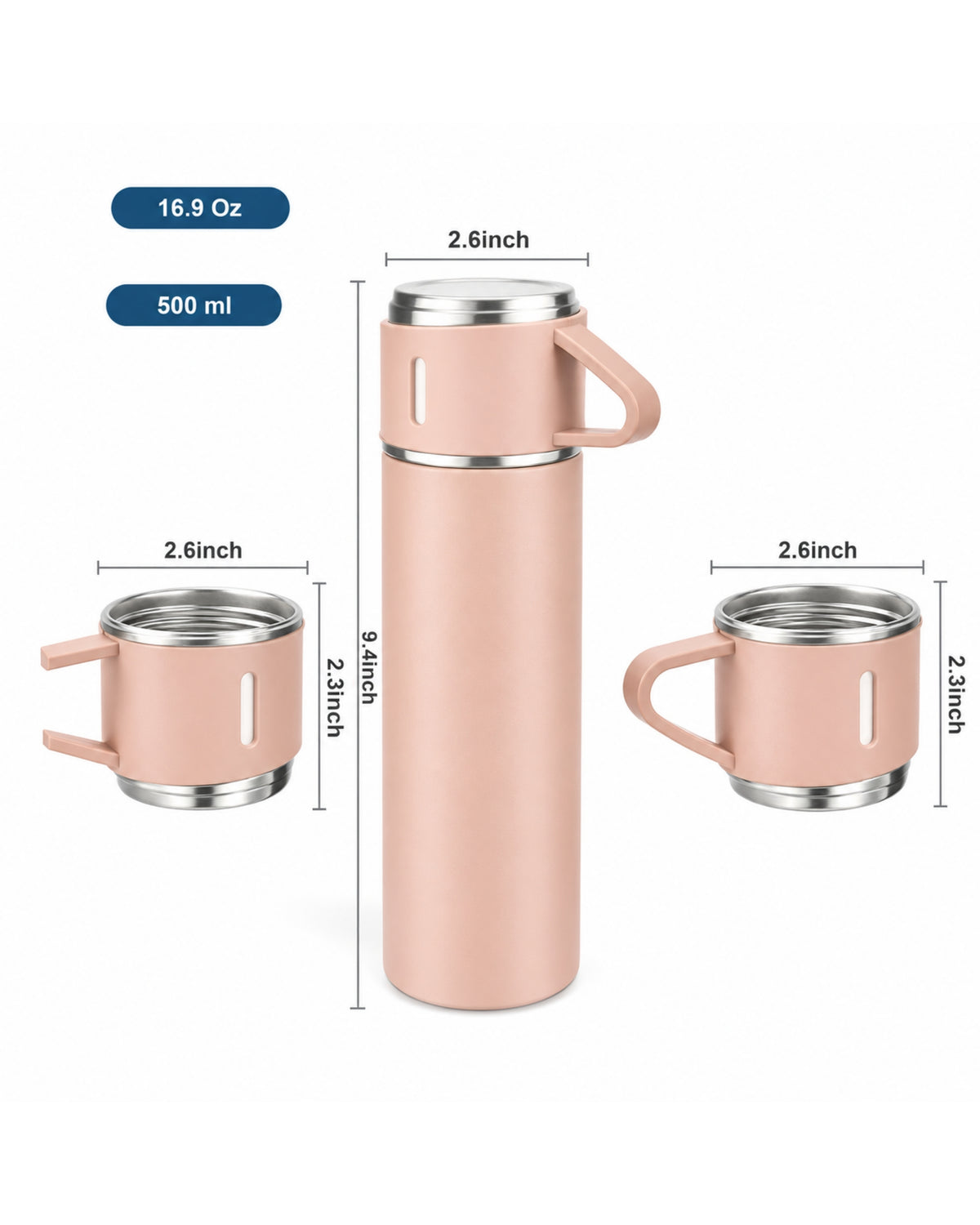 PERSONALISED VACCUME INSULATED FLASK SET - PINK