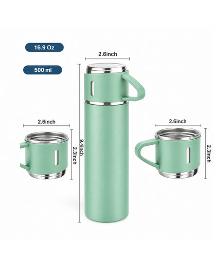 PERSONALISED VACCUME INSULATED FLASK SET -  SAGE GREEN