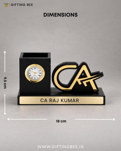 CA PEN STAND WITH CLOCK