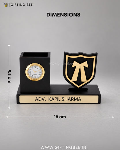 ADVOCATE PEN STAND WITH CLOCK