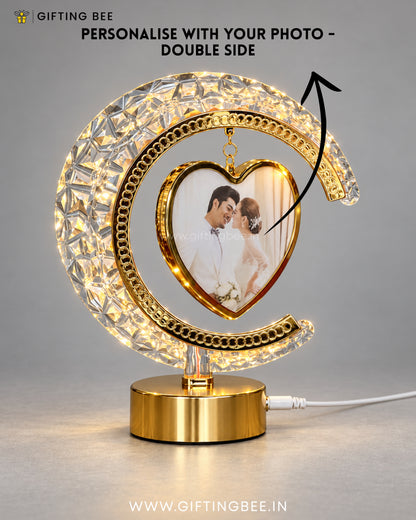 HALF MOON LED HEART CRYSTAL LAMP