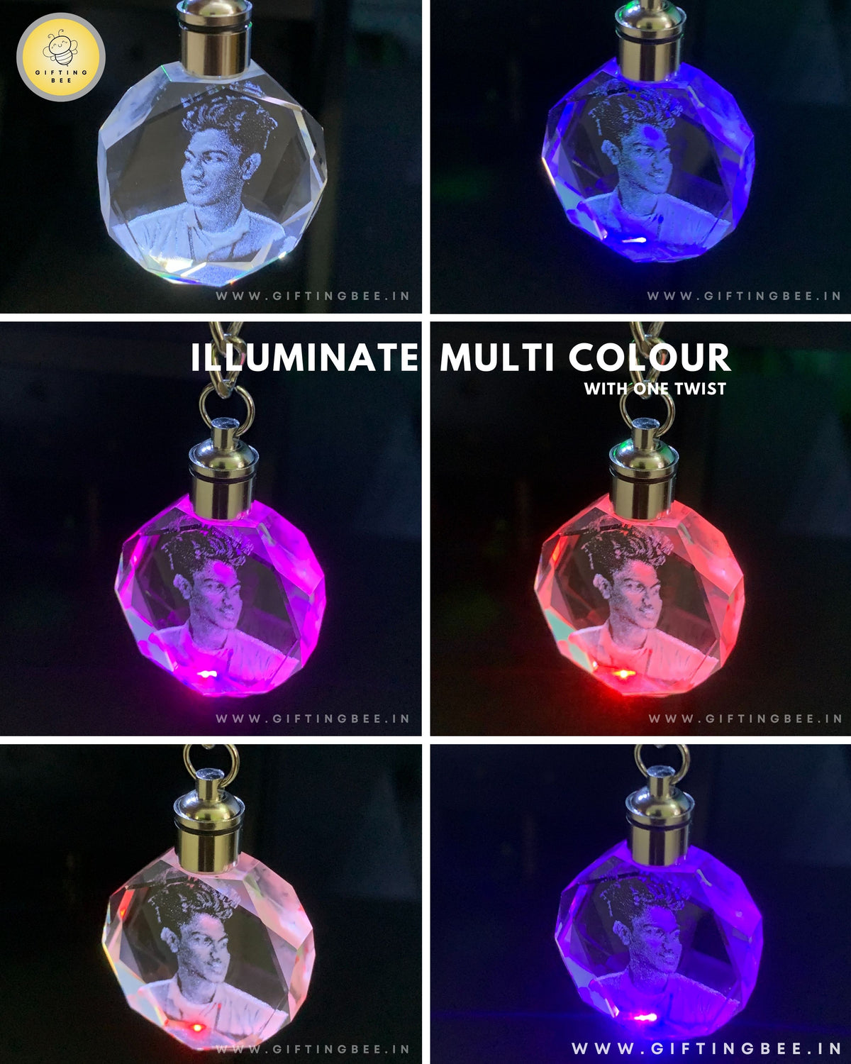 CRYSTAL LED KEYCHAIN - CIRCLE