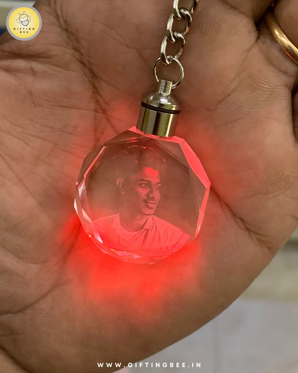 CRYSTAL LED KEYCHAIN - CIRCLE