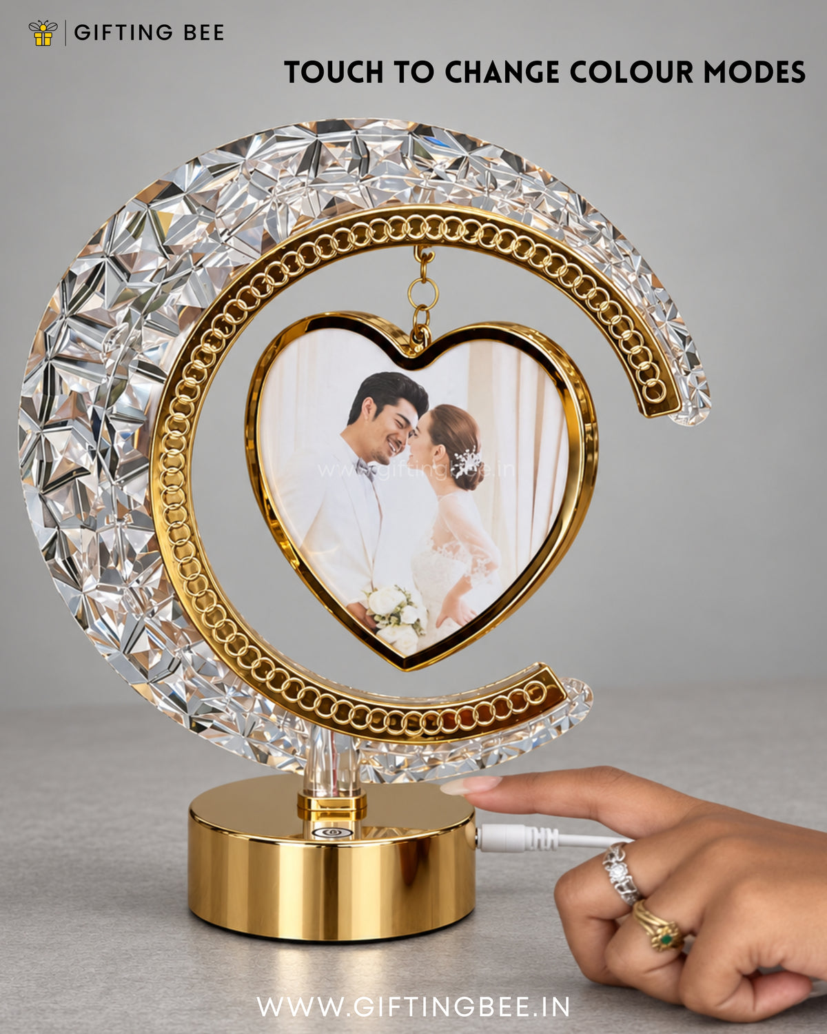 HALF MOON LED HEART CRYSTAL LAMP