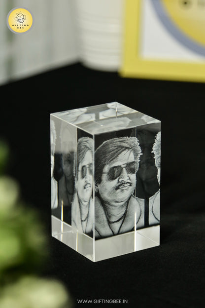 3D CRYSTAL CUBE 6X6X10 CM