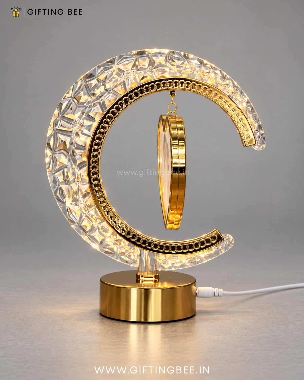 HALF MOON LED HEART CRYSTAL LAMP