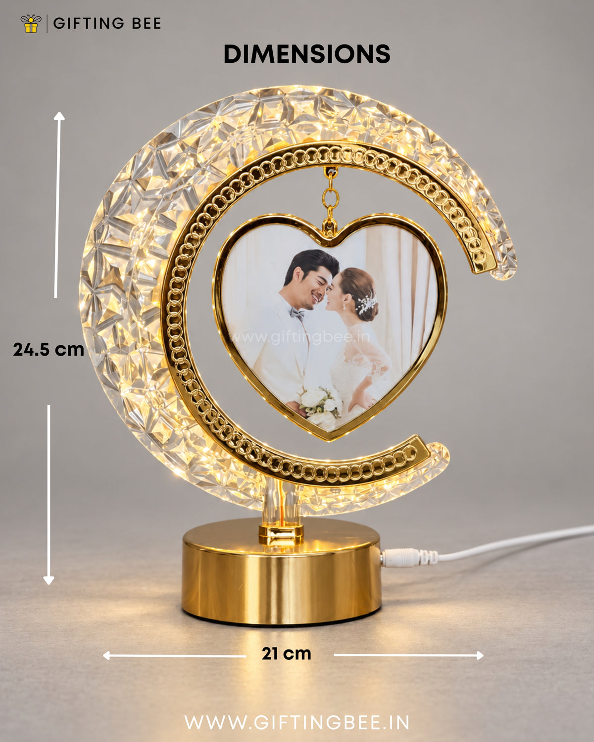 HALF MOON LED HEART CRYSTAL LAMP