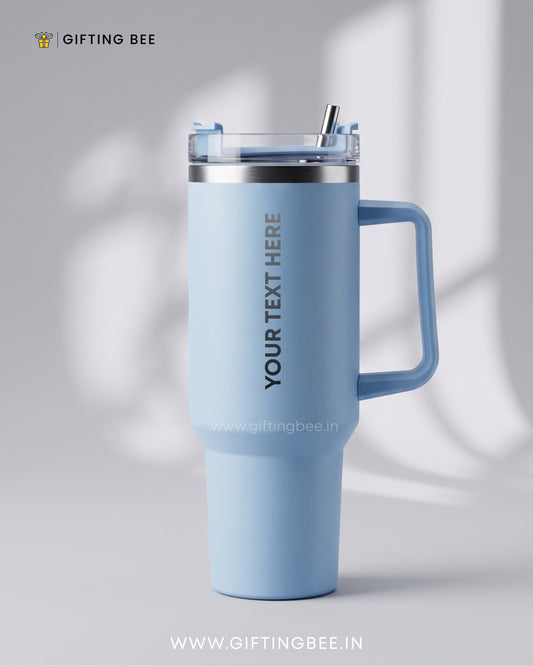 PERSONALISED SIPLEY TUMBLER WITH STRAWS - 1200ML - CLOUD BLUE