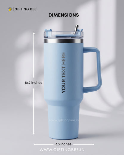 PERSONALISED SIPLEY TUMBLER WITH STRAWS - 1200ML - CLOUD BLUE