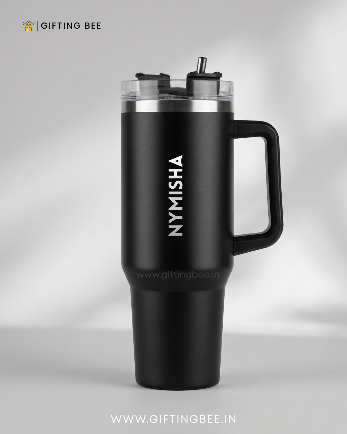 PERSONALISED SIPLEY TUMBLER WITH STRAWS - 1200ML- BLACK