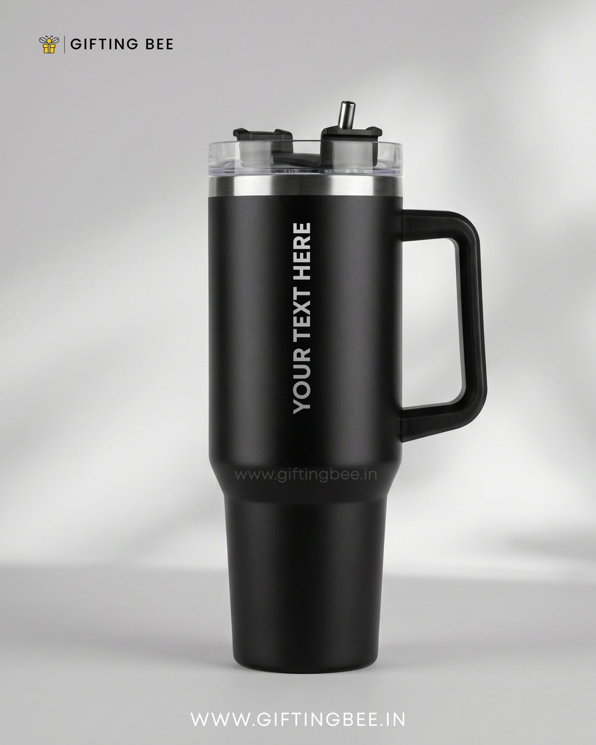 PERSONALISED SIPLEY TUMBLER WITH STRAWS - 1200ML- BLACK
