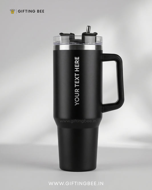PERSONALISED SIPLEY TUMBLER WITH STRAWS - 1200ML- BLACK