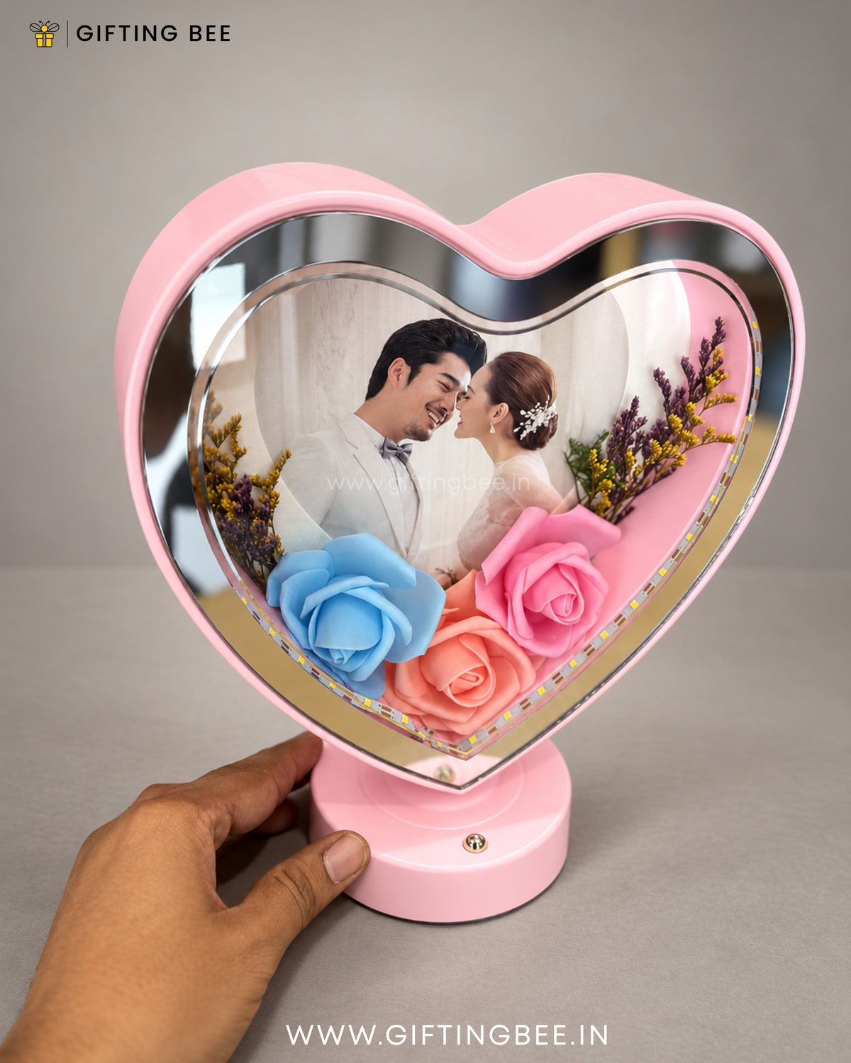 HEART LED FLOWER LAMP  PINK