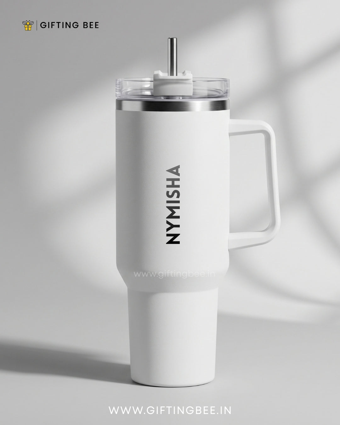 PERSONALISED SIPLEY TUMBLER WITH STRAWS - 1200ML - PEARL WHITE