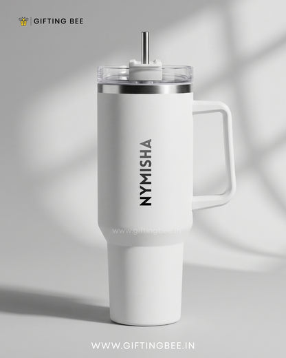 PERSONALISED SIPLEY TUMBLER WITH STRAWS - 1200ML - PEARL WHITE