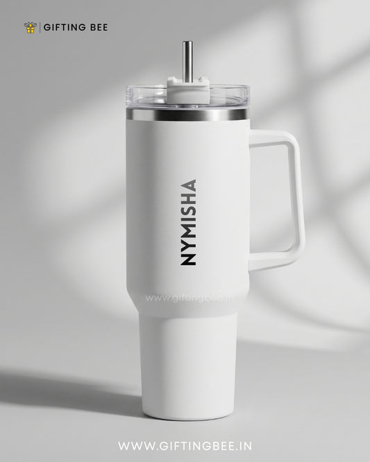PERSONALISED SIPLEY TUMBLER WITH STRAWS - 1200ML - PEARL WHITE