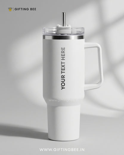 PERSONALISED SIPLEY TUMBLER WITH STRAWS - 1200ML - PEARL WHITE