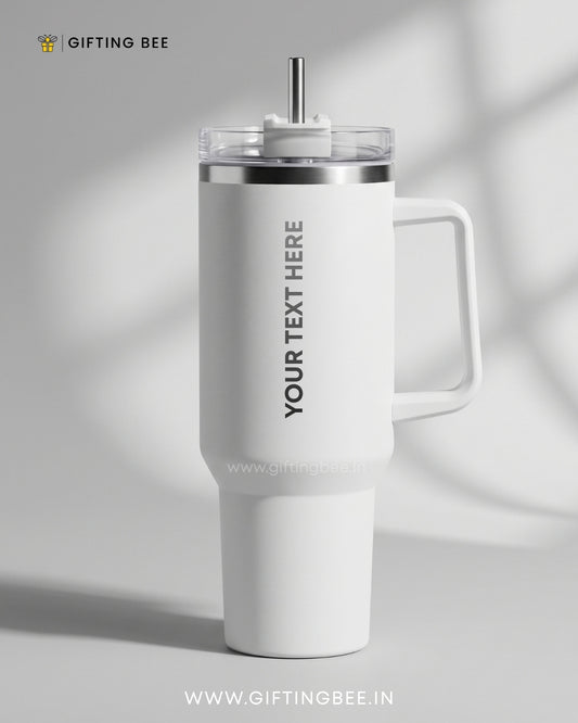 PERSONALISED SIPLEY TUMBLER WITH STRAWS - 1200ML - PEARL WHITE