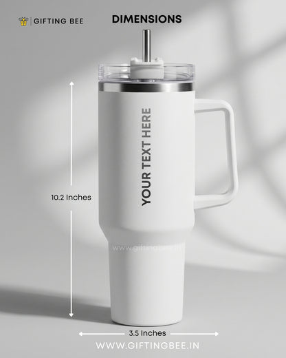 PERSONALISED SIPLEY TUMBLER WITH STRAWS - 1200ML - PEARL WHITE
