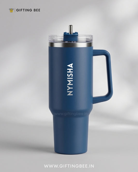 PERSONALISED SIPLEY TUMBLER WITH STRAWS - 1200ML - OCEAN NAVY