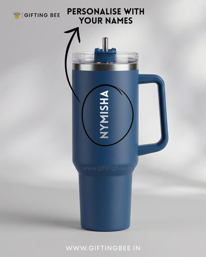 PERSONALISED SIPLEY TUMBLER WITH STRAWS - 1200ML - OCEAN NAVY