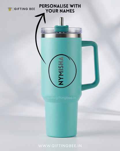 PERSONALISED SIPLEY TUMBLER WITH STRAWS - 1200ML - MINT GREEN