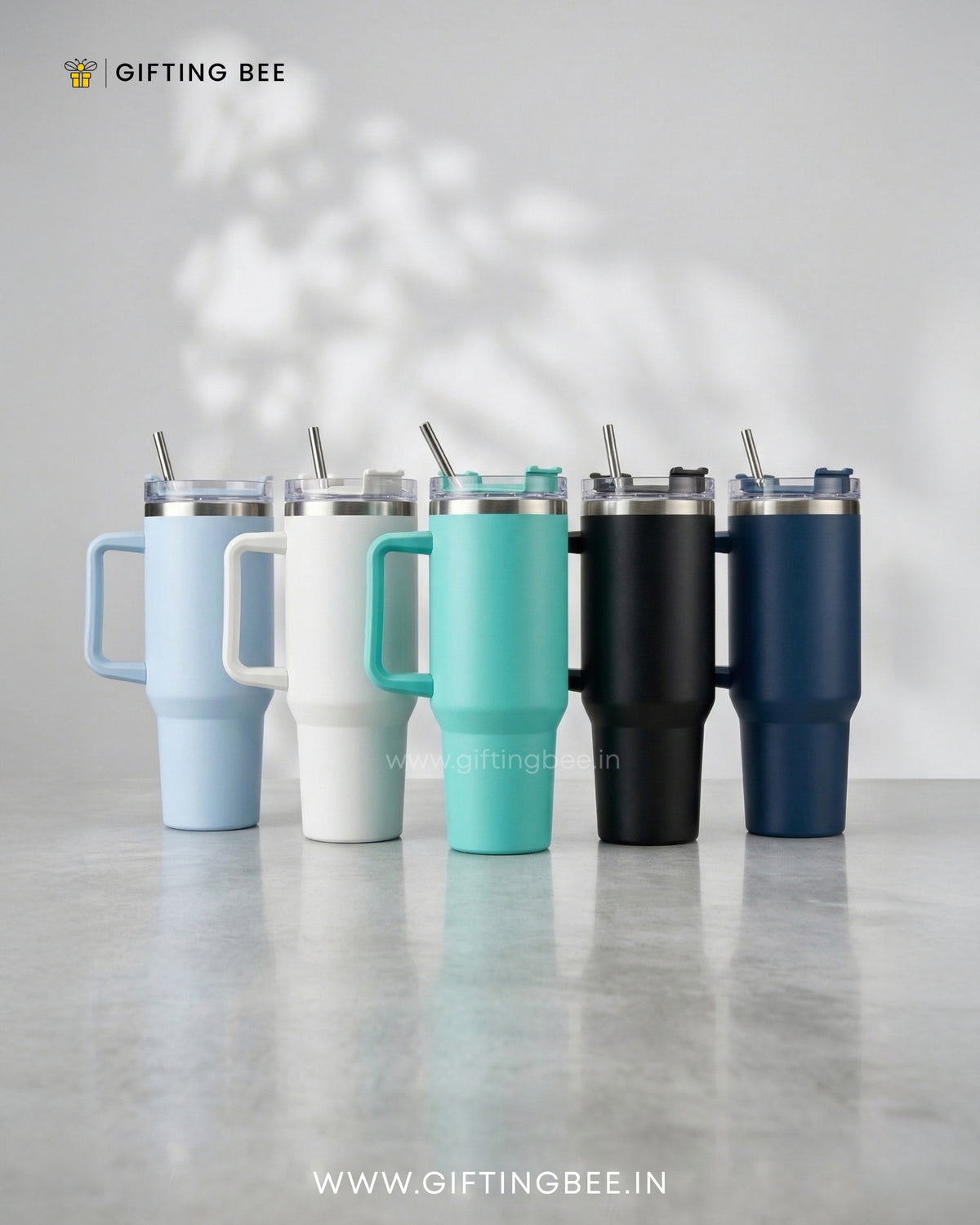 PERSONALISED SIPLEY TUMBLER WITH STRAWS - 1200ML - CLOUD BLUE