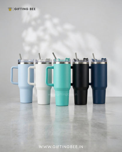 PERSONALISED SIPLEY TUMBLER WITH STRAWS - 1200ML - CLOUD BLUE