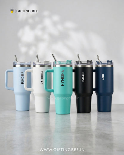 PERSONALISED SIPLEY TUMBLER WITH STRAWS - 1200ML - CLOUD BLUE