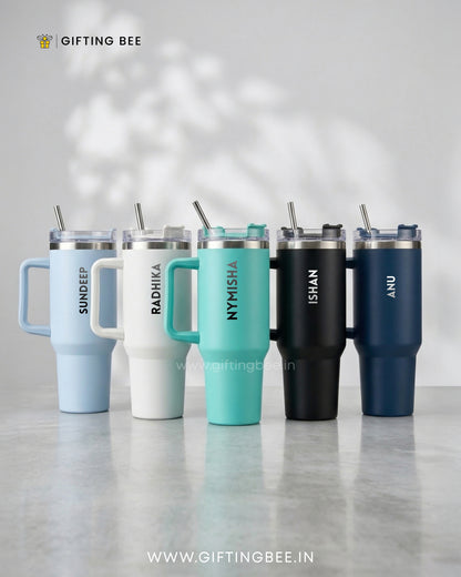 PERSONALISED SIPLEY TUMBLER WITH STRAWS - 1200ML - PEARL WHITE