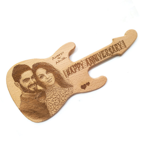 WOOD ENGRAVING - GUITAR SHAPE