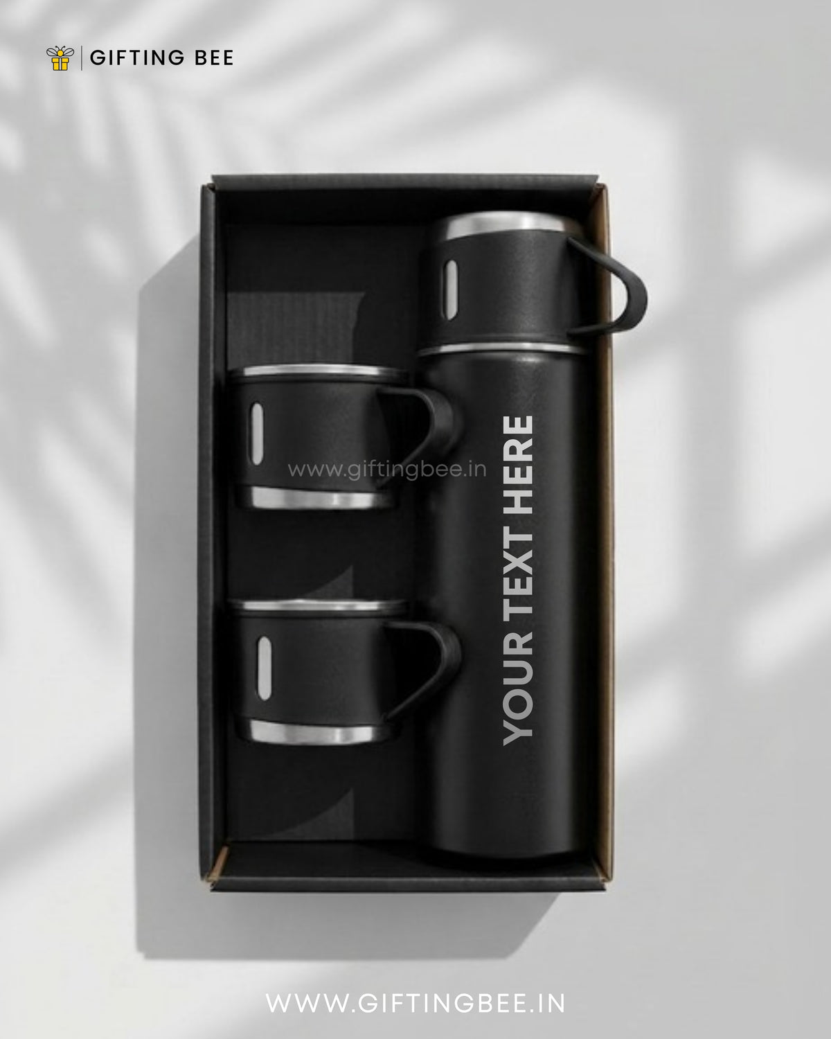 PERSONALISED VACCUME INSULATED FLASK SET  - BLACK