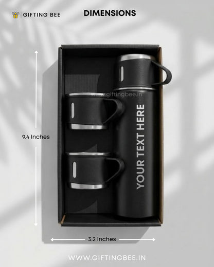 PERSONALISED VACCUME INSULATED FLASK SET  - BLACK