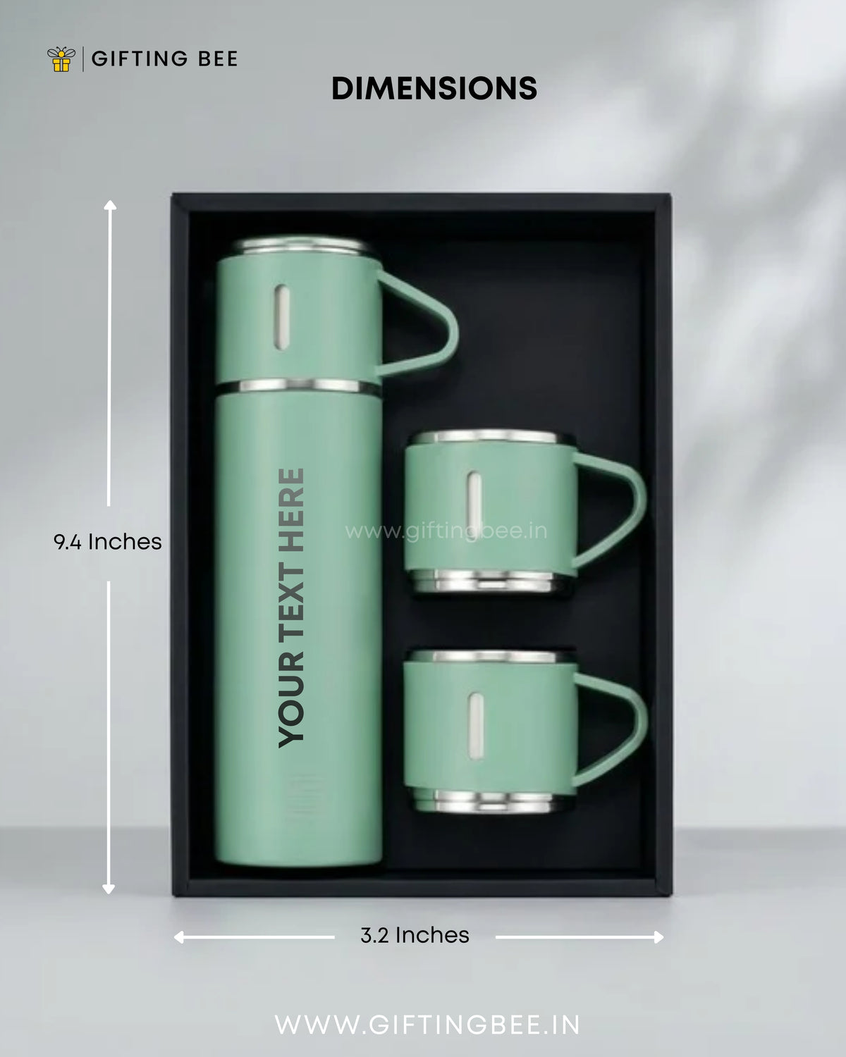 PERSONALISED VACCUME INSULATED FLASK SET -  SAGE GREEN