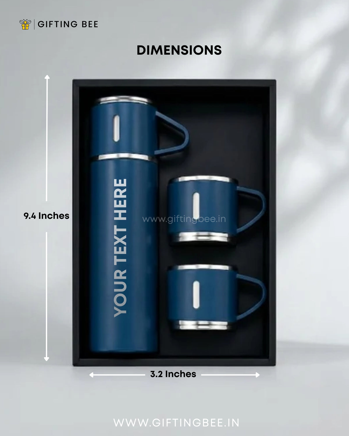 PERSONALISED VACCUME INSULATED FLASK SET - NAVY BLUE